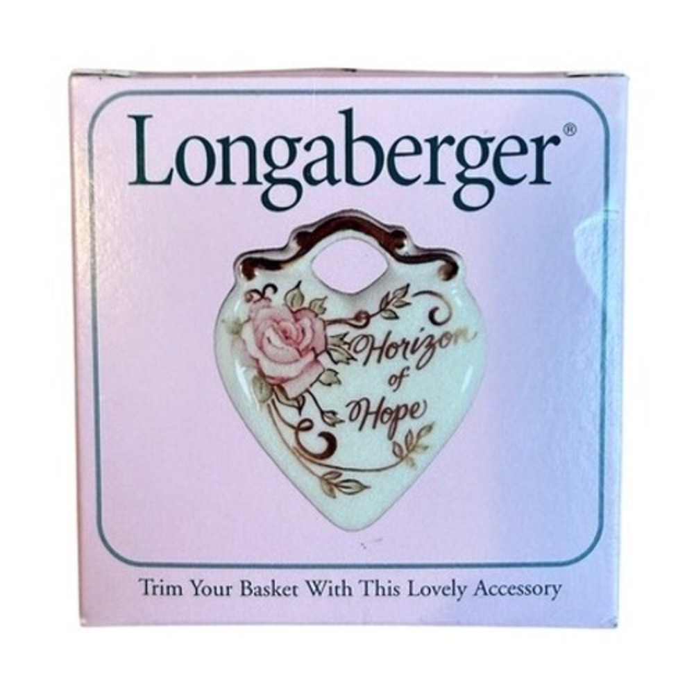 NEW Longaberger 1999 Horizon of Hope Pink Rose Pottery Basket Tie-On